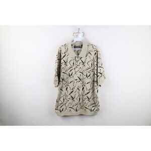 Vintage 90s Streetwear Mens XL Faded Leaf All Over Print Pullover Polo Shirt